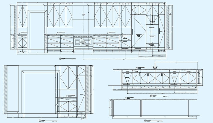 Output Detailed drawings for kitchen counters