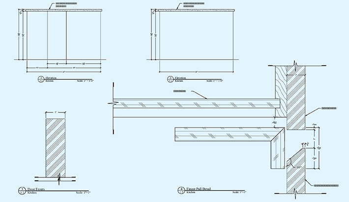 Output Elevation drawings for kitchen cabinets 