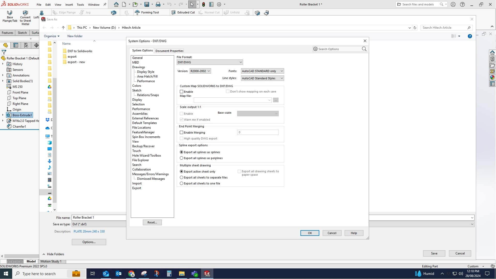 Configure Export Options