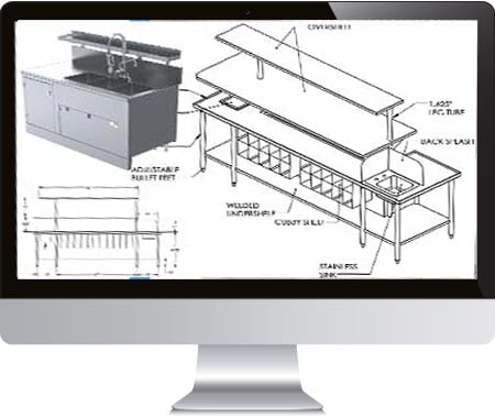 Reduced 50% TAT for millwork drafting of stainless-steel furniture for a restaurant outlet